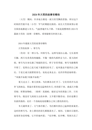2024年大雪的故事有哪些