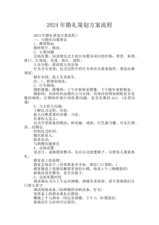 2024年婚礼策划方案流程