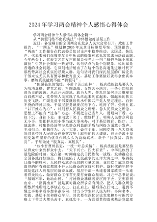 2024年学习两会精神个人感悟心得体会