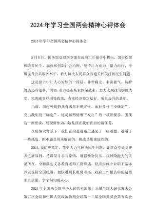 2024年学习全国两会精神心得体会