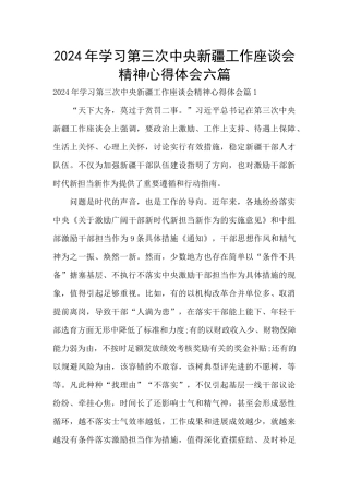 2024年学习第三次中央新疆工作座谈会精神心得体会六篇