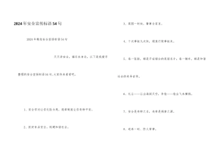 2024年安全宣传标语54句