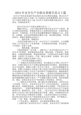 2024年安全生产自检自查报告范文5篇