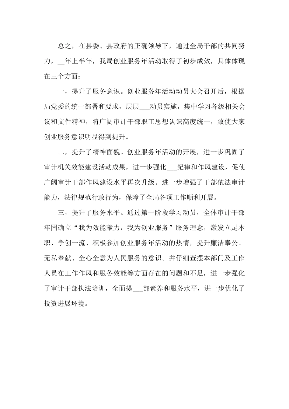 2024年审计办创业服务年度小结_第3页