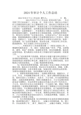 2024年审计个人工作总结