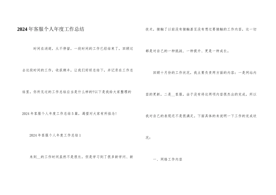 2024年客服个人年度工作总结_第1页