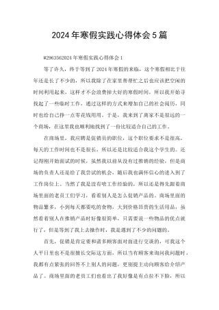 2024年寒假实践心得体会5篇