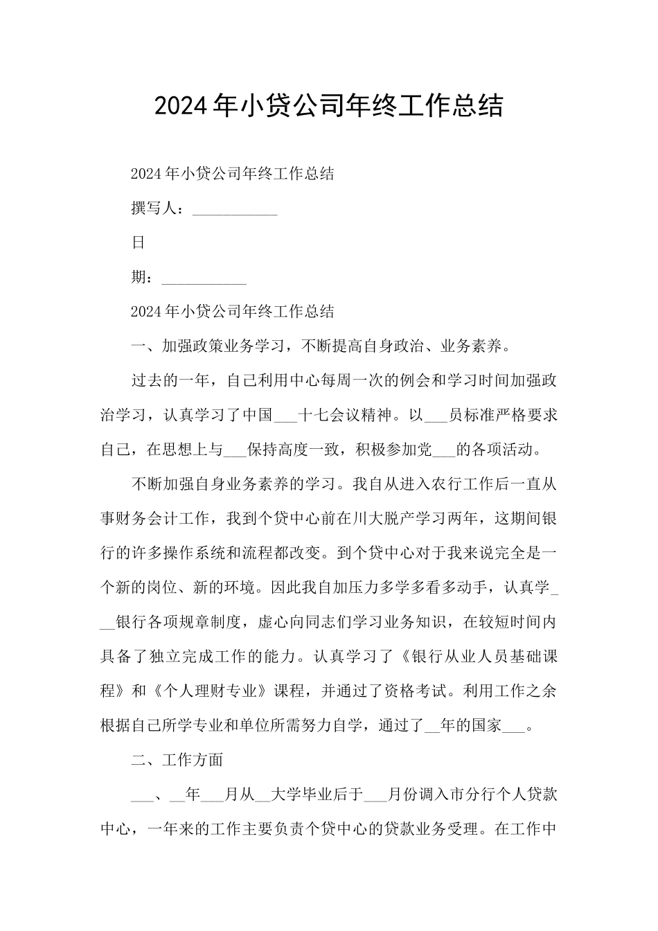 2024年小贷公司年终工作总结_第1页