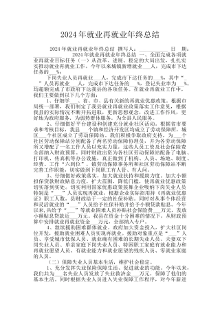 2024年就业再就业年终总结