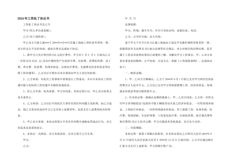 2024年工伤私了协议书_第1页