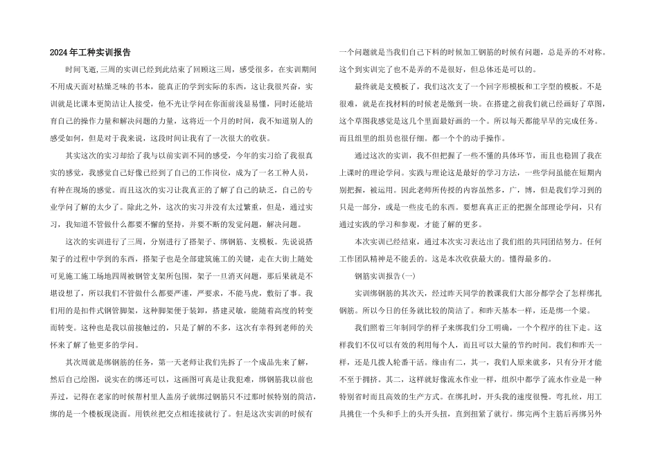 2024年工种实训报告_第1页