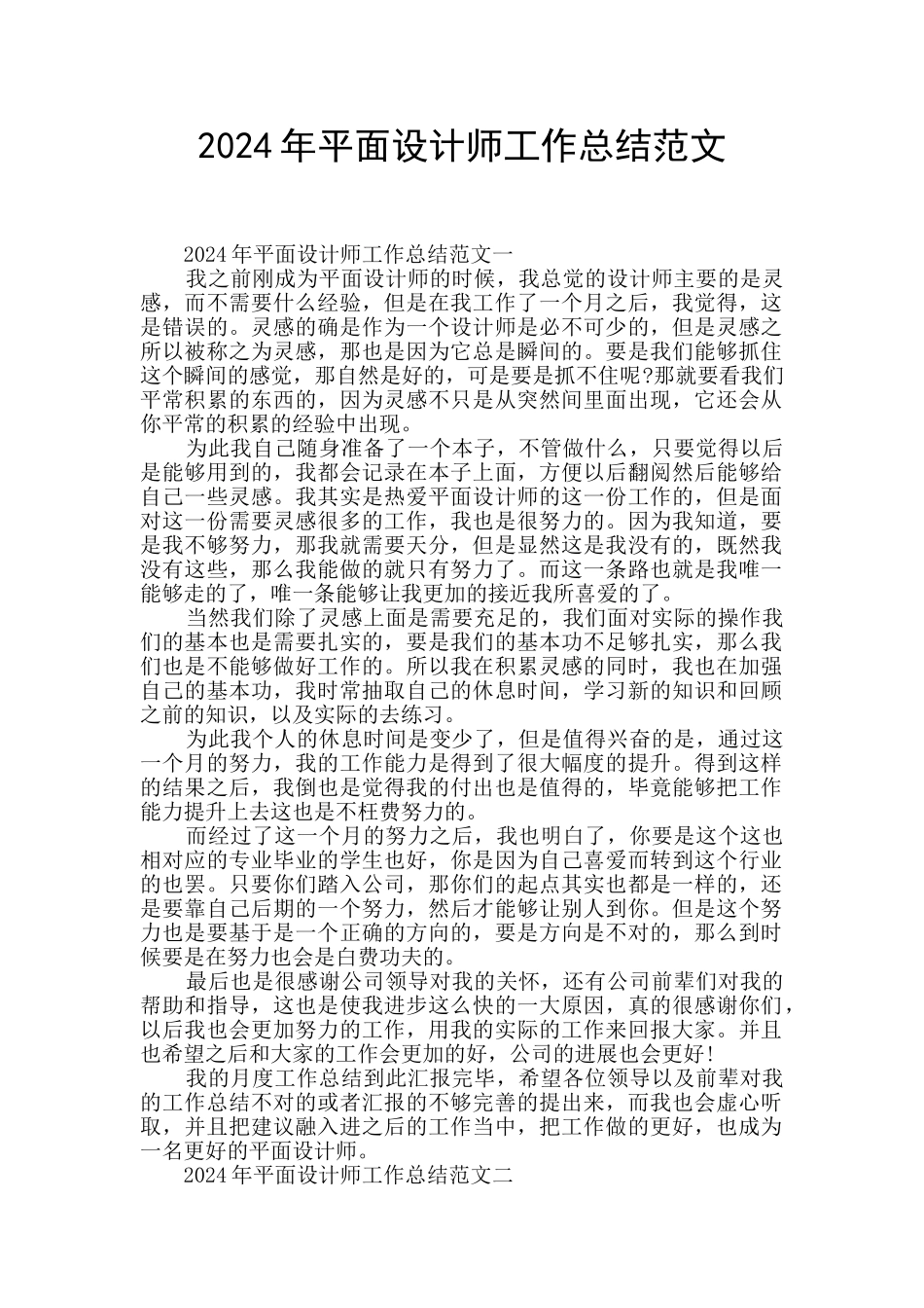 2024年平面设计师工作总结范文_第1页