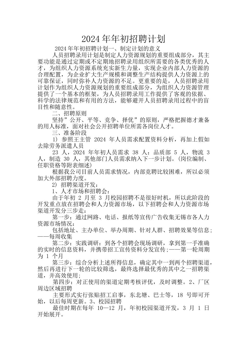 2024年年初招聘计划_第1页