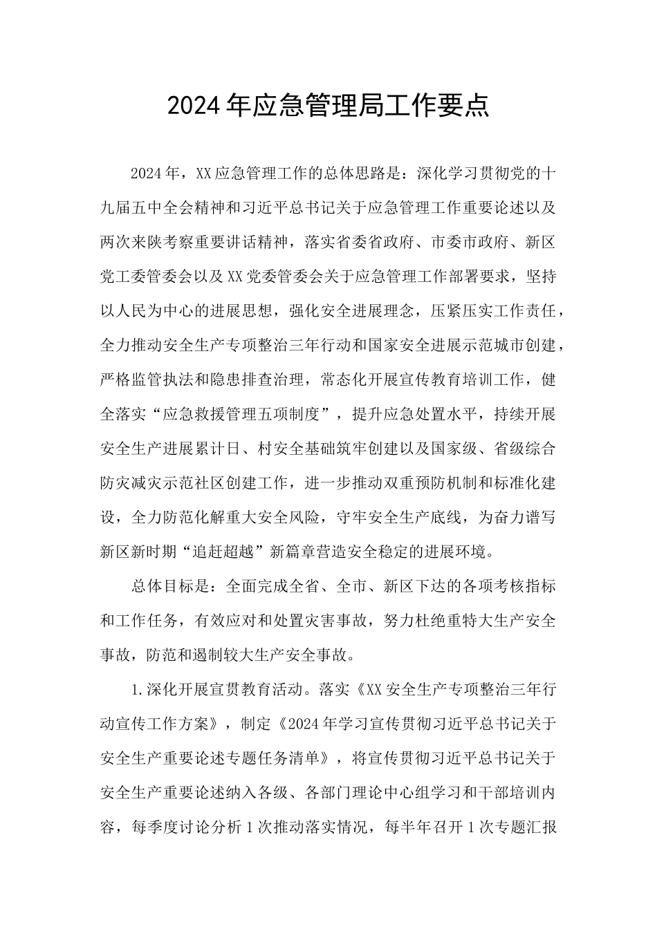 2024年应急管理局工作要点_第1页