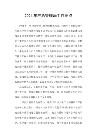 2024年应急管理局工作要点
