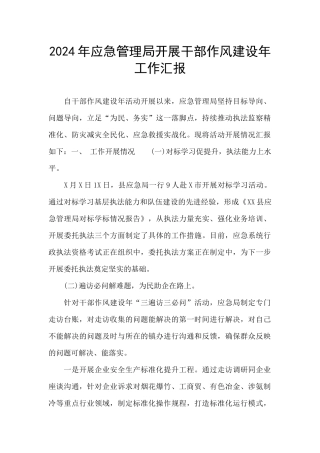 2024年应急管理局开展干部作风建设年工作汇报