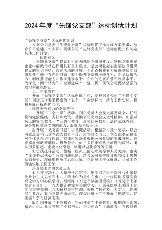 2024年度“先锋党支部”达标创优计划