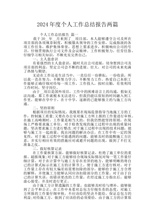 2024年度个人工作总结报告两篇