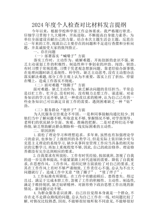 2024年度个人检查对照材料发言提纲