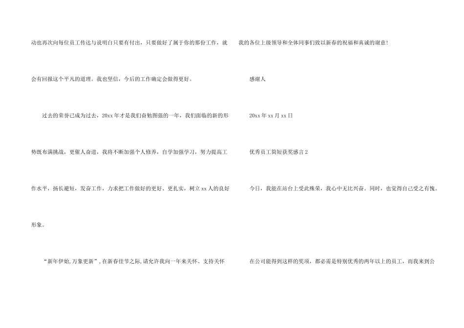 2024年度优秀员工简短获奖感言10篇_第2页