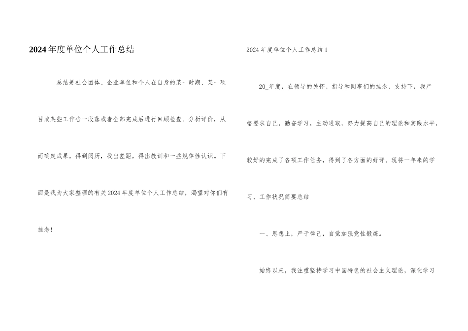 2024年度单位个人工作总结_第1页