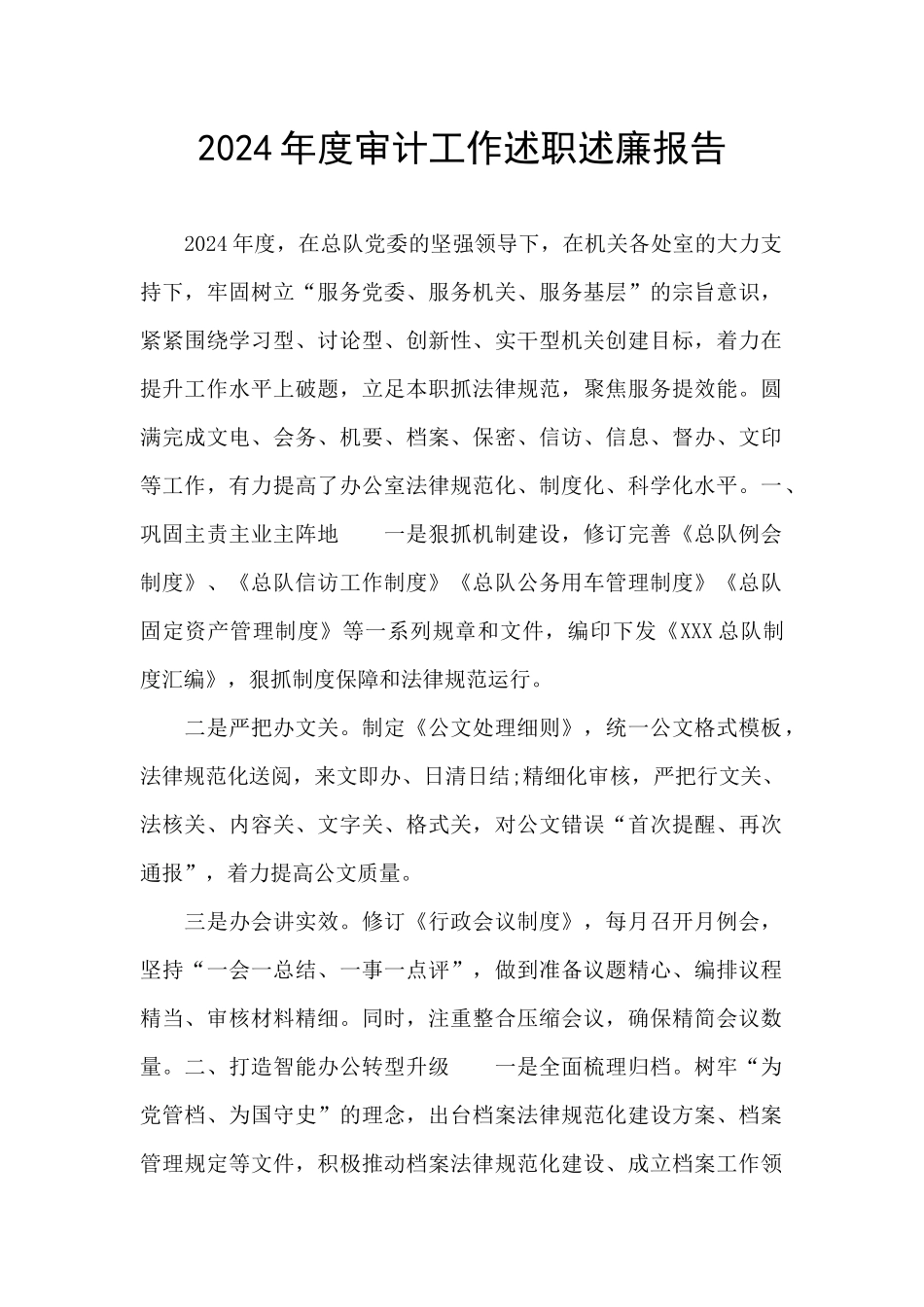 2024年度审计工作述职述廉报告_第1页