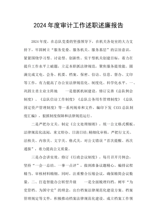 2024年度审计工作述职述廉报告