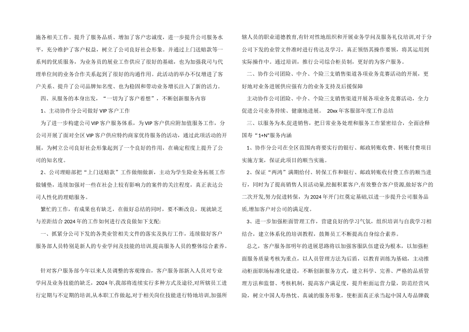 2024年度客服部年度工作总结_第2页