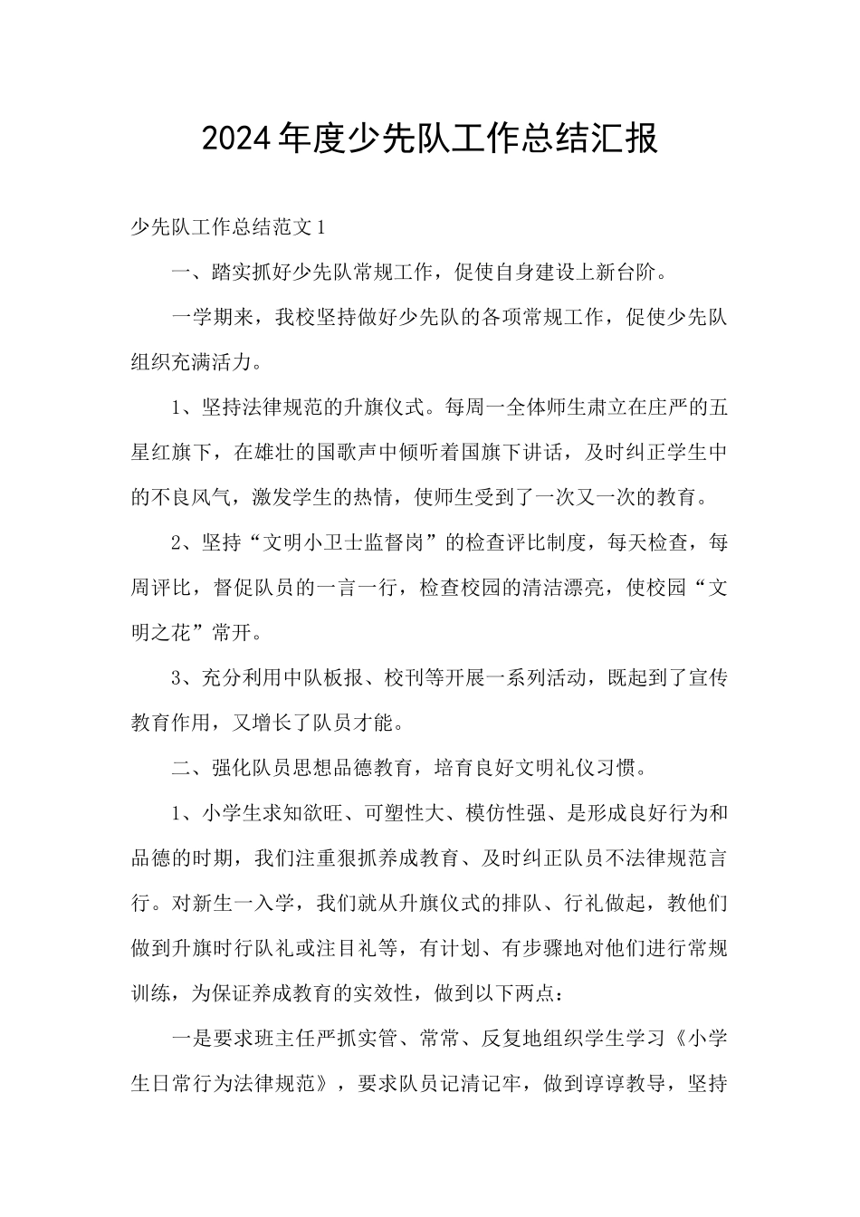 2024年度少先队工作总结汇报_第1页