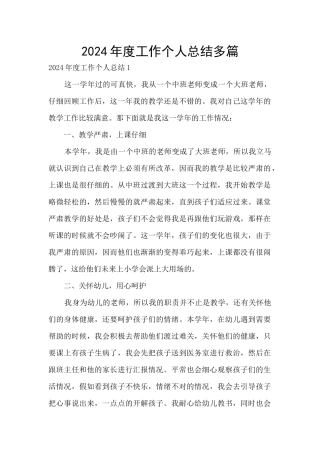 2024年度工作个人总结多篇