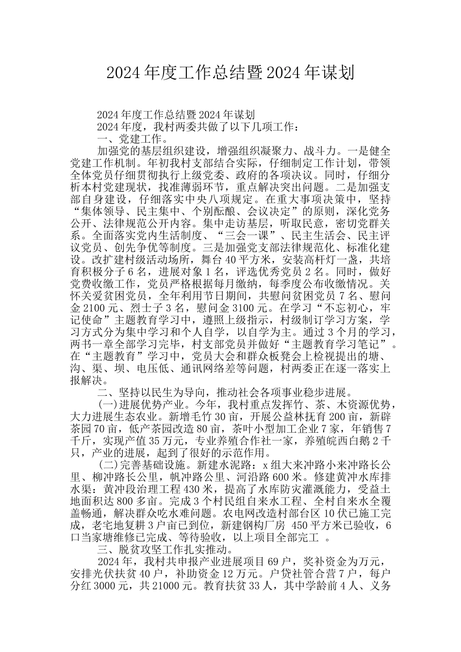 2024年度工作总结暨2024年谋划_第1页