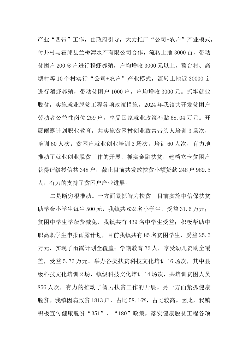 2024年度某镇脱贫攻坚工作总结_第3页