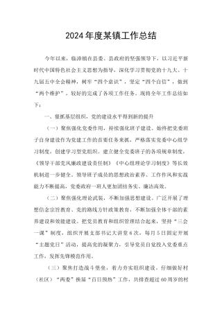 2024年度某镇工作总结