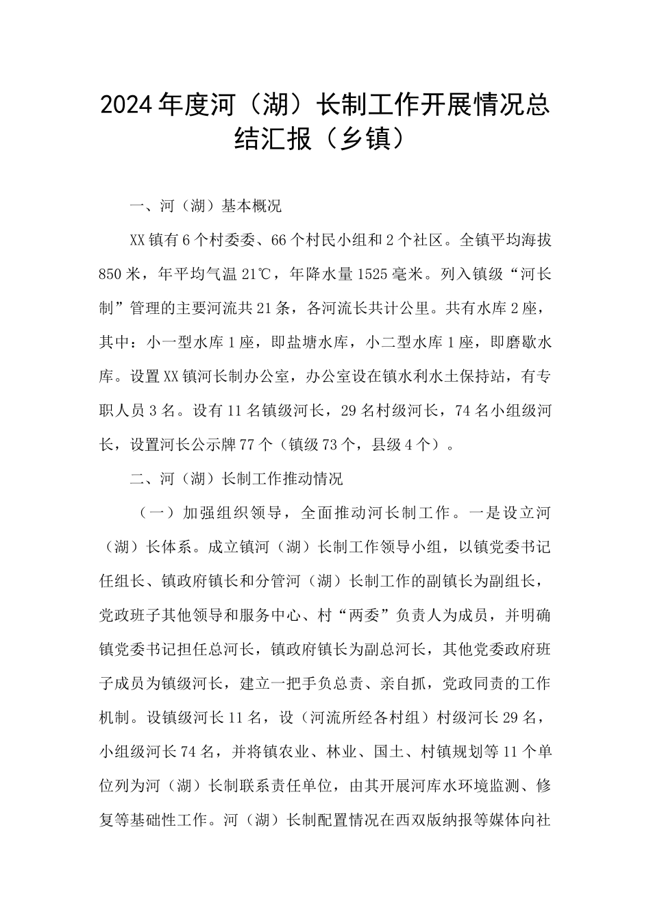2024年度河长制工作开展情况总结汇报_第1页