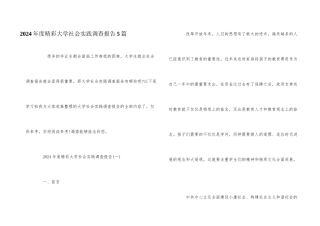 2024年度精彩大学社会实践调查报告5篇
