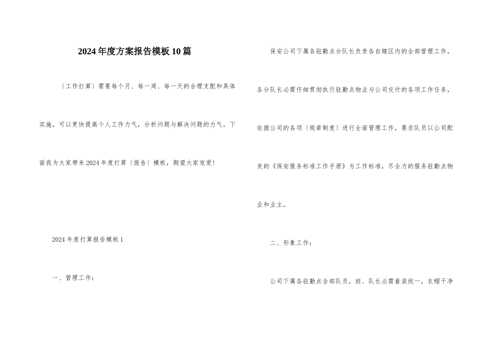 2024年度计划报告模板10篇_第1页