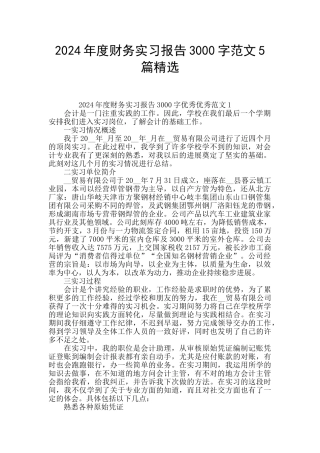 2024年度财务实习报告3000字范文5篇精选