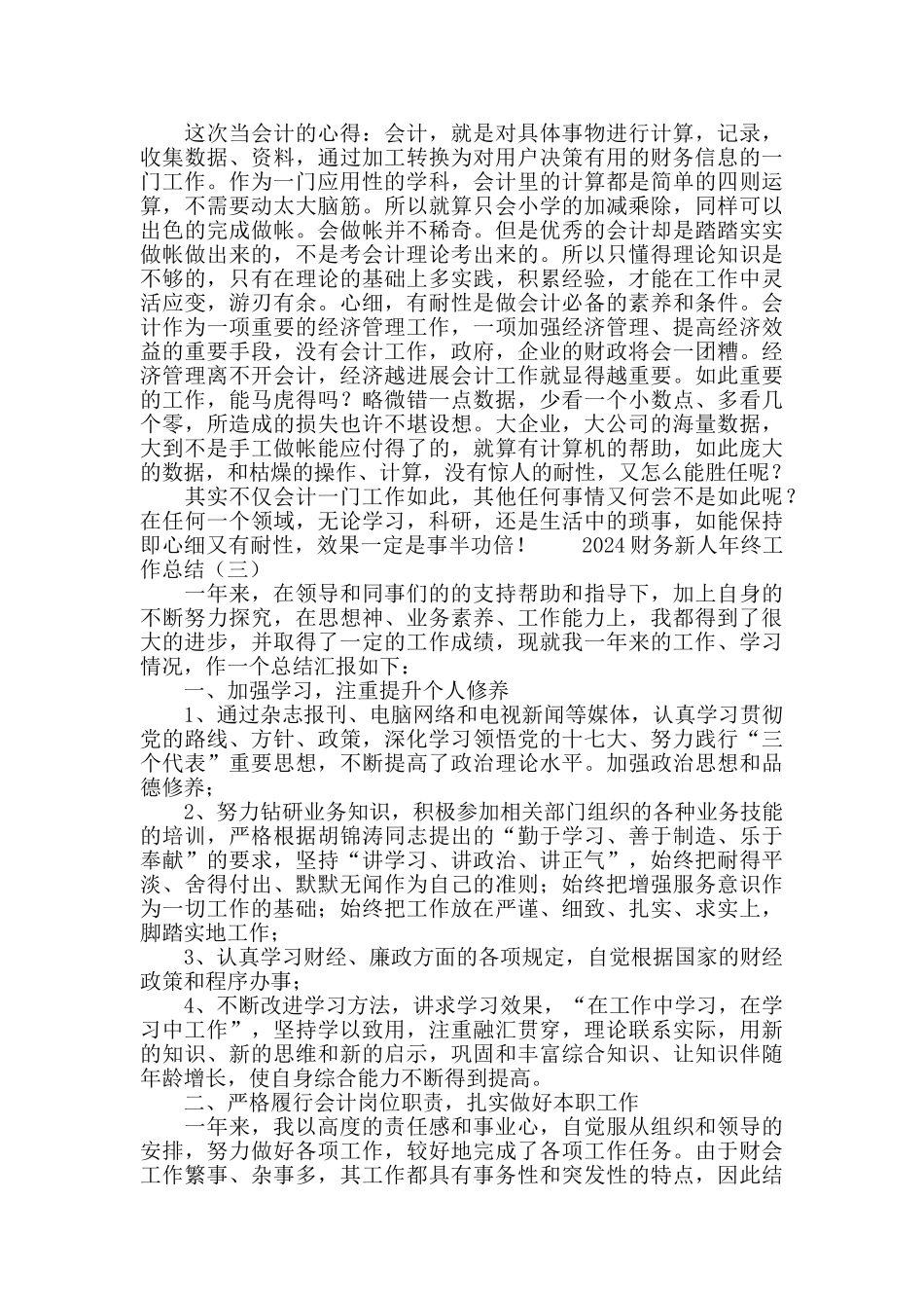 2024年度财务新人年终工作总结_第3页