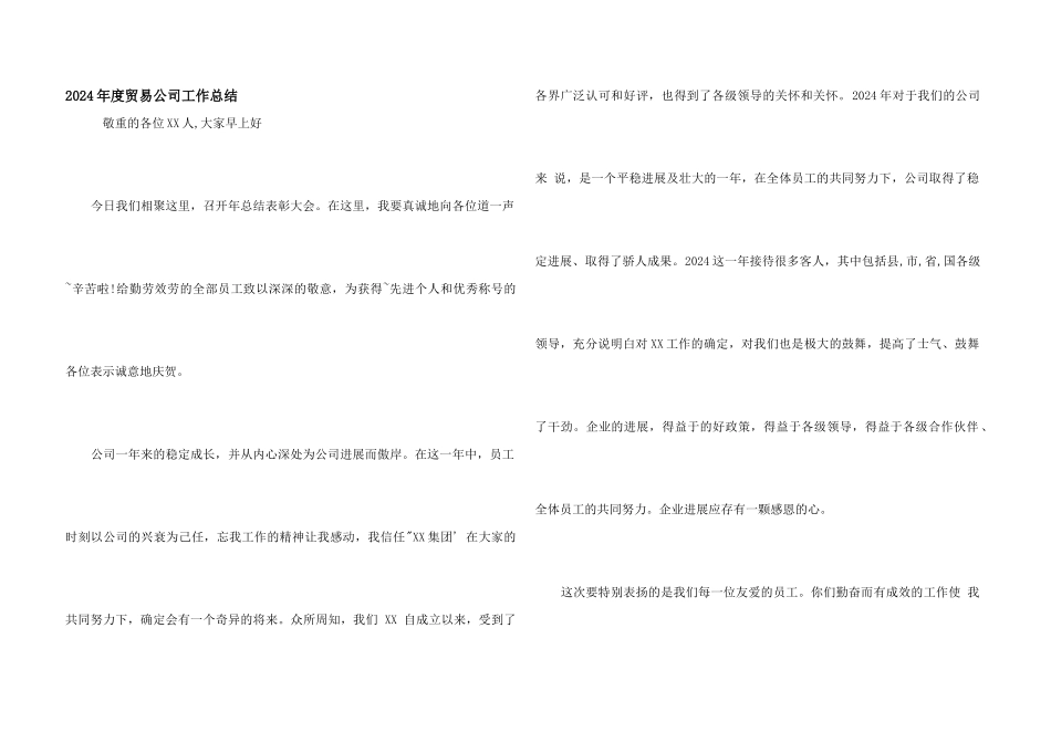 2024年度贸易公司工作总结_第1页