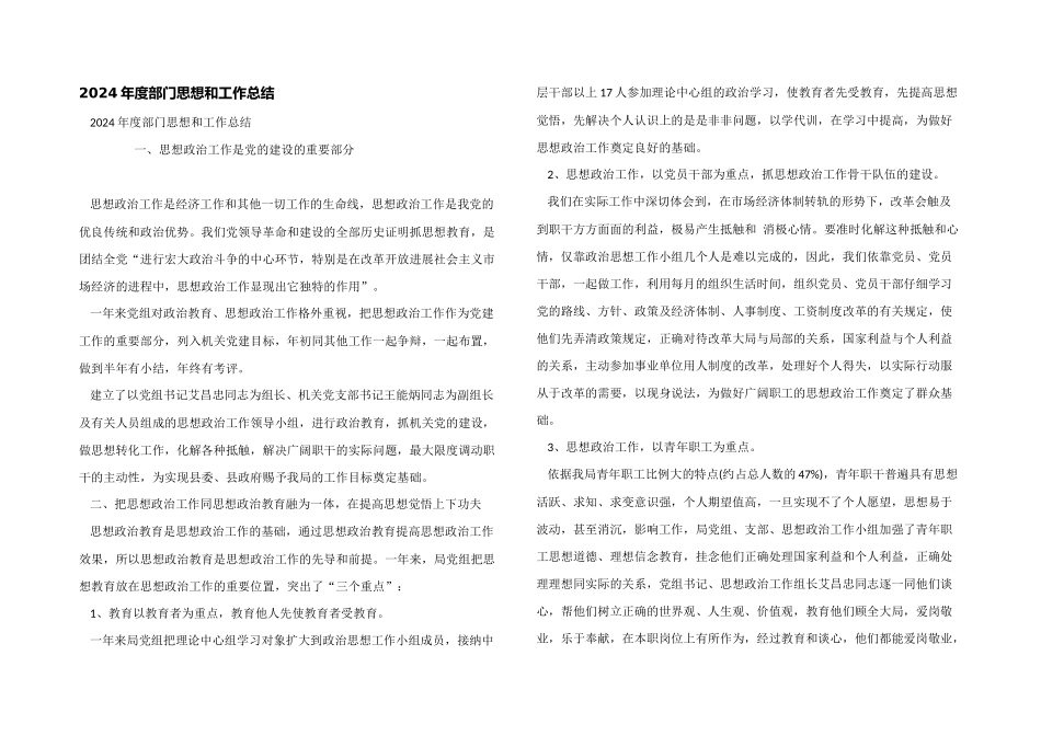 2024年度部门思想和工作总结_第1页