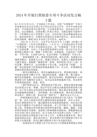 2024年开展扫黑除恶专项斗争活动发言稿3篇