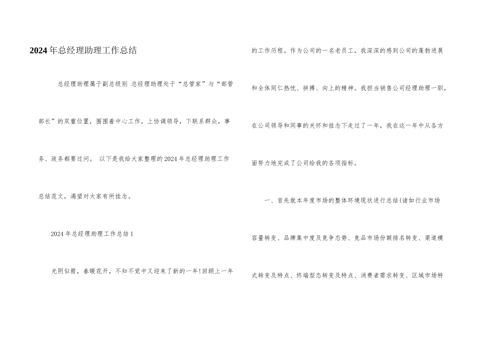 2024年总经理助理工作总结_第1页