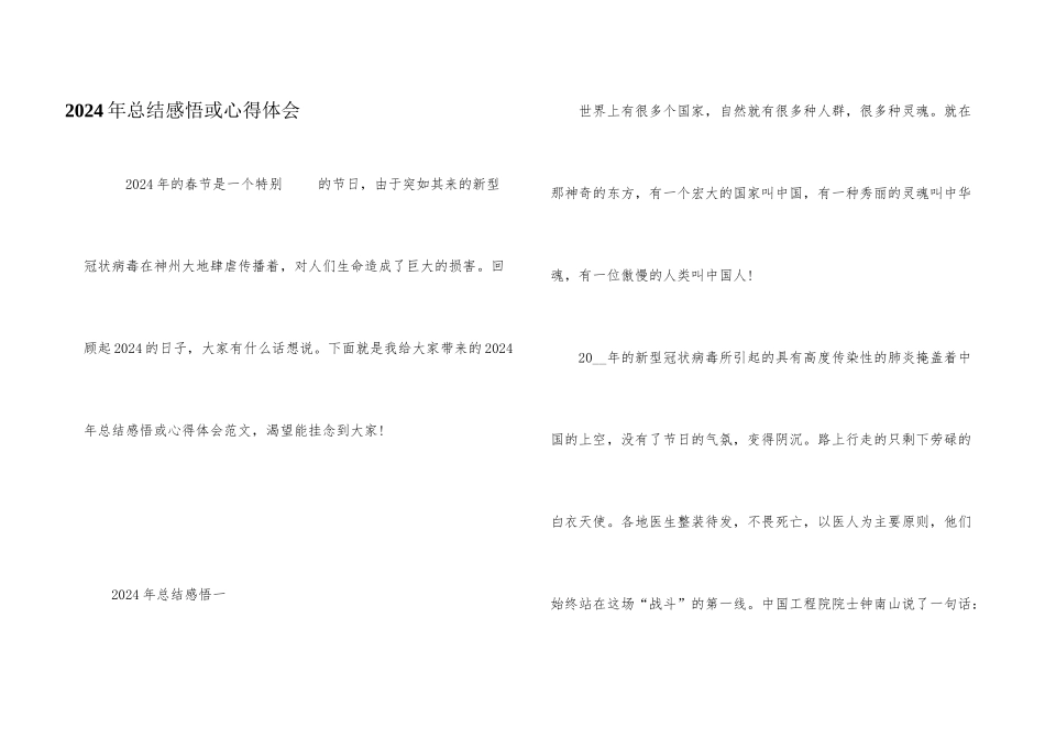 2024年总结感悟或心得体会_第1页