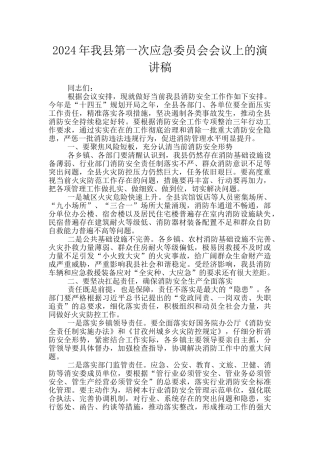 2024年我县第一次应急委员会会议上的演讲稿