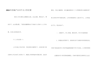 2024年房地产公司个人工作计划