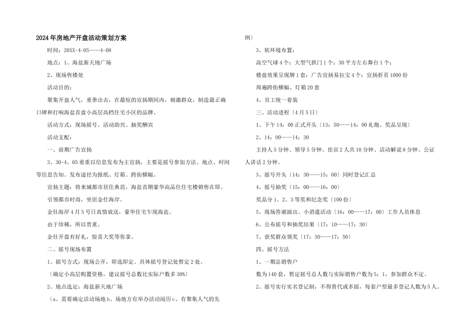 2024年房地产开盘活动策划方案_第1页