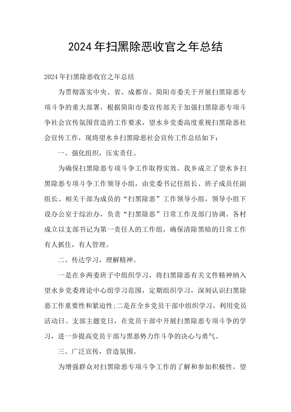 2024年扫黑除恶收官之年总结_第1页