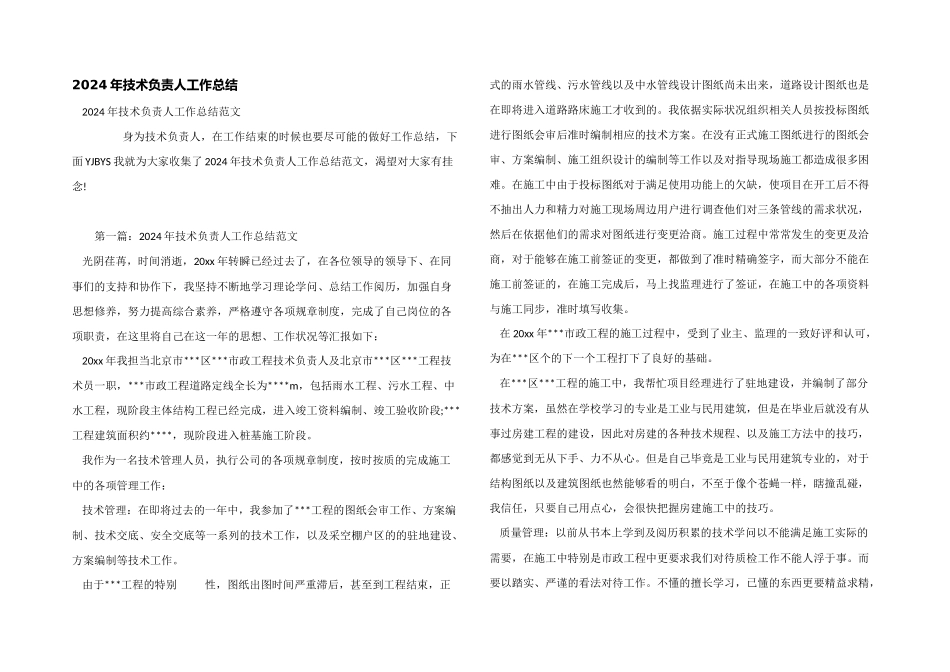 2024年技术负责人工作总结_第1页