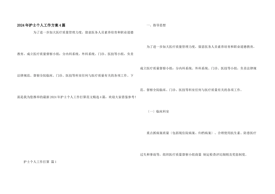 2024年护士个人工作计划4篇_第1页