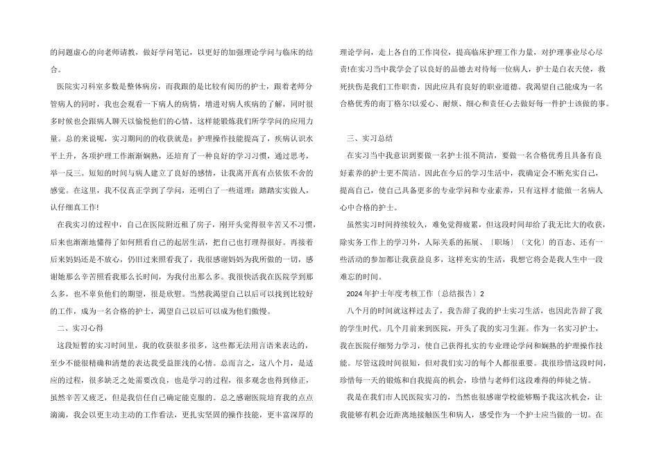 2024年护士年度考核工作总结报告_第2页